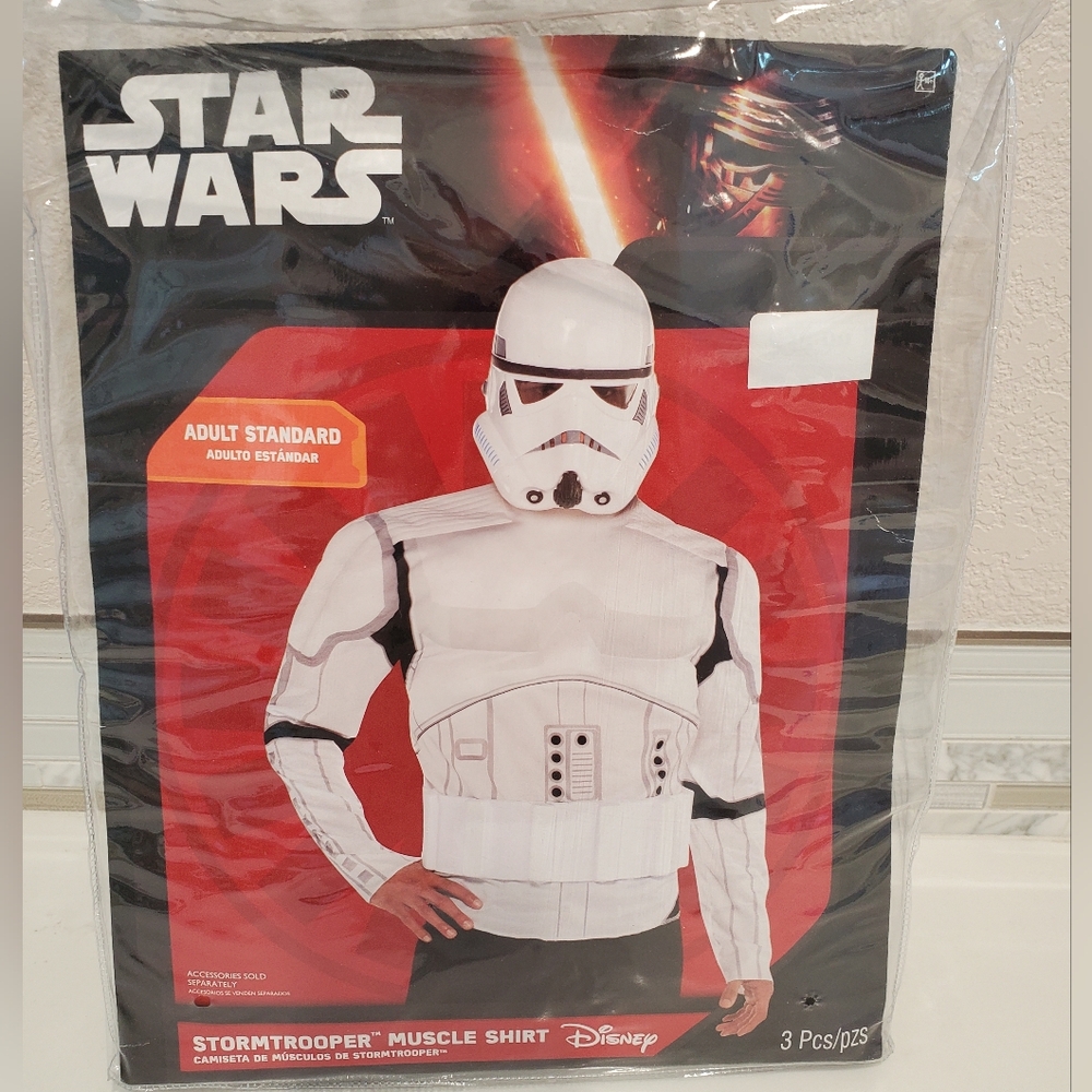 Storm Trooper Costume, Mask, Muscle Shirt, attached belt, Adult L/XL